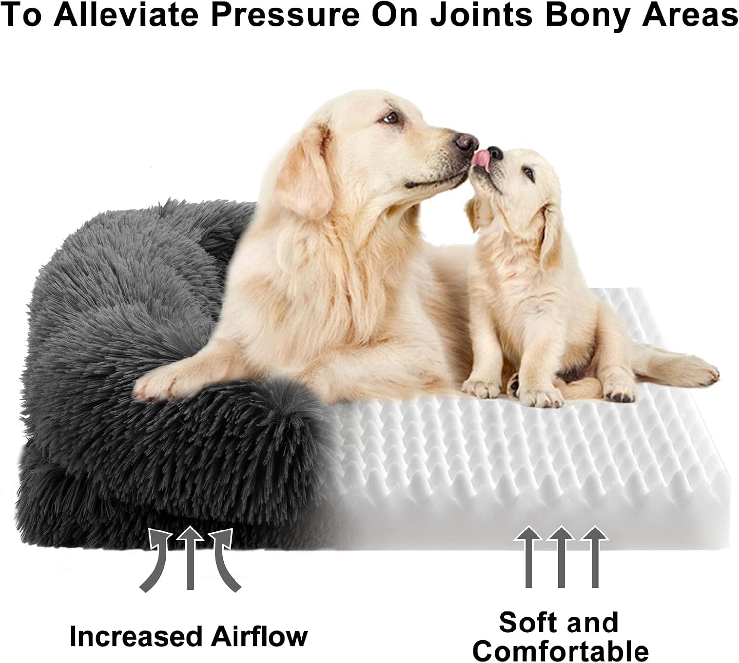 Cama grande para perro, cama ortopédica para mascotas, cama para perros medianos y grandes, parte inferior antideslizante y espuma para jaula de
