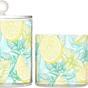 Tarros de limón y menta con tapas, tarros de plástico, recipientes de baño, tarro de algodón para dormitorio, artículos esenciales para estudiantes Tarros de limón y menta con tapas, tarros de plástico, recipientes de baño, tarro de algodón para dormitorio, artículos esenciales para estudiantes