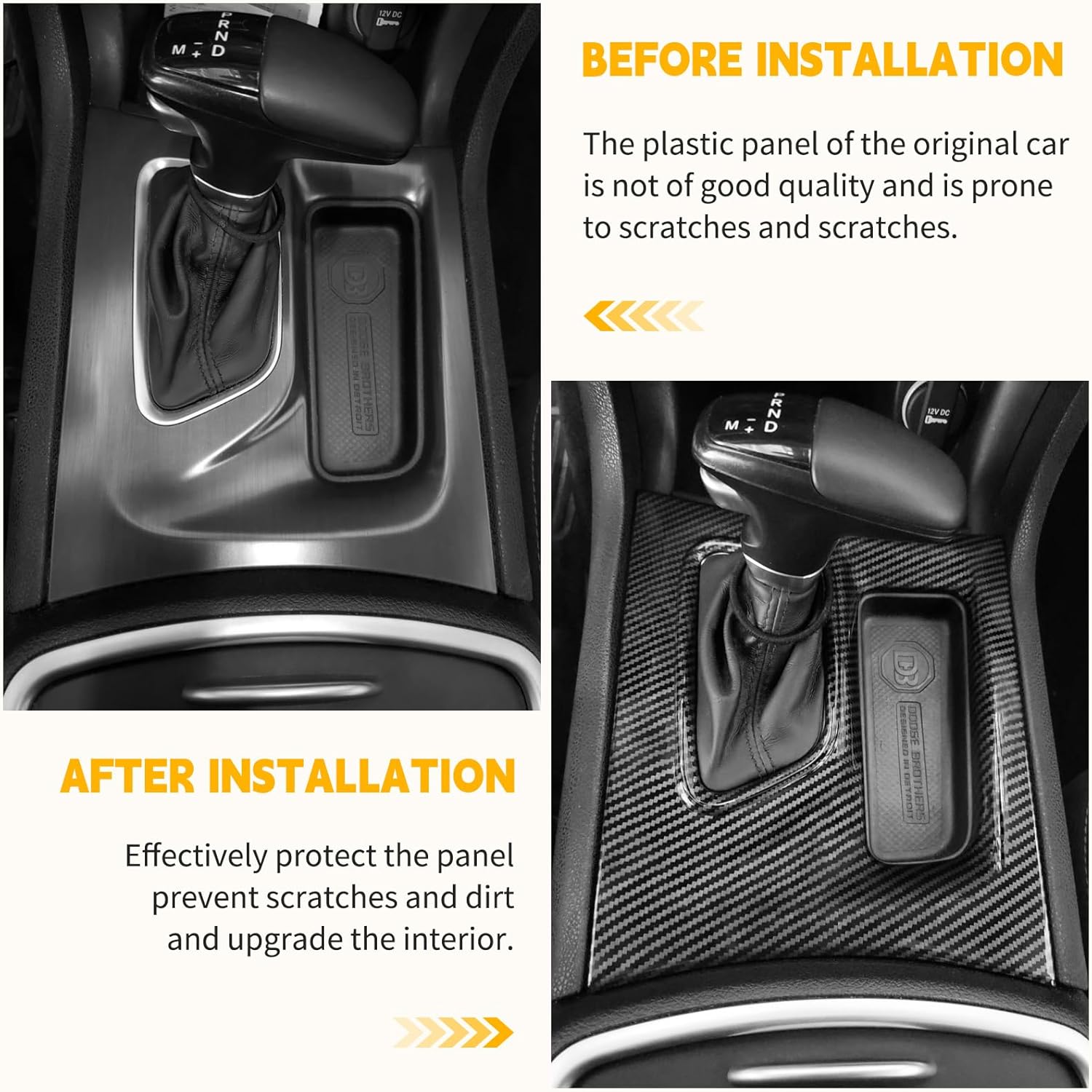 Cubierta de palanca de cambios de control central, accesorios interiores, fibra de carbono para Dodge Charger 2015-2023 2024
