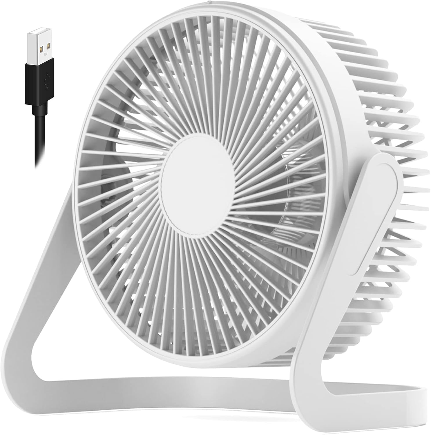Ventilador pequeño de 6 pulgadas, ventilador de escritorio USB de 2 velocidades, flujo de aire fuerte, funcionamiento silencioso, ventilador de piso