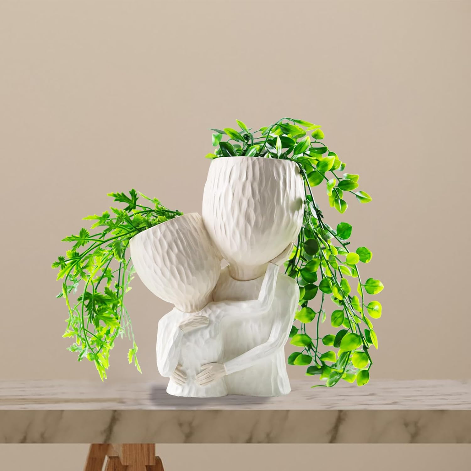 Macetero de cabeza para plantas de interior, macetas de cara para exteriores, accesorios para plantas de exterior, macetas suculentas con agujero de
