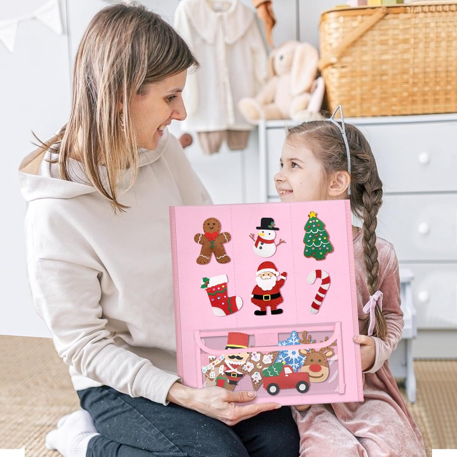 AKAYOK Tablero de fieltro plegable para niños pequeños, tabla de franela para preescolar, aprendizaje temprano, narración interactiva de historias