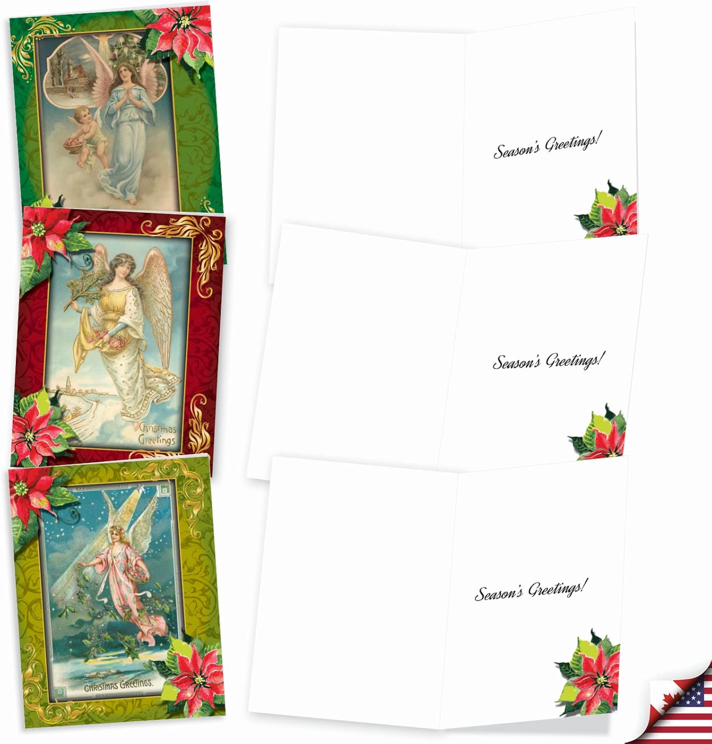 The Best Card Company – 10 tarjetas religiosas de Navidad (4 x 5.12 pulgadas) – Tarjetas de felicitación de ángel en caja, juego surtido (no papel