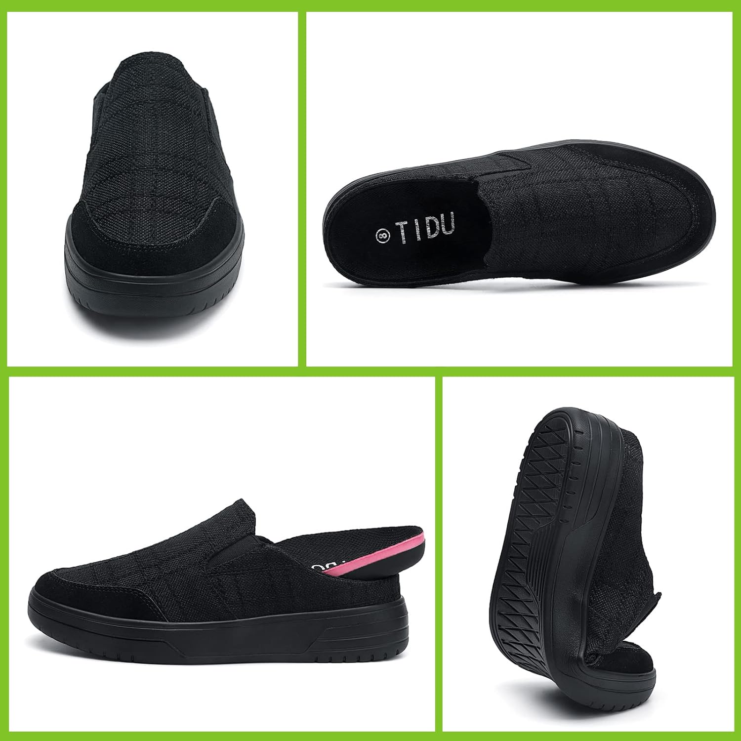 TIDU Zapatos ortopédicos para mujer, con soporte de arco, para fascitis plantar, diabéticos, informales, mocasines cómodos de lona para caminar
