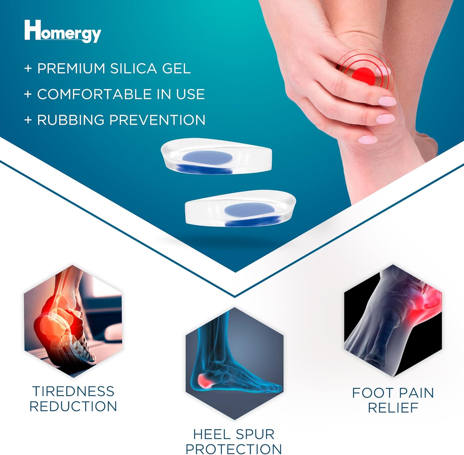 Talones de silicona de gel, 3 pares de elevadores de talón para tendinitis de Aquiles, insertos de cuña para fascitis plantar, talón dolorido,