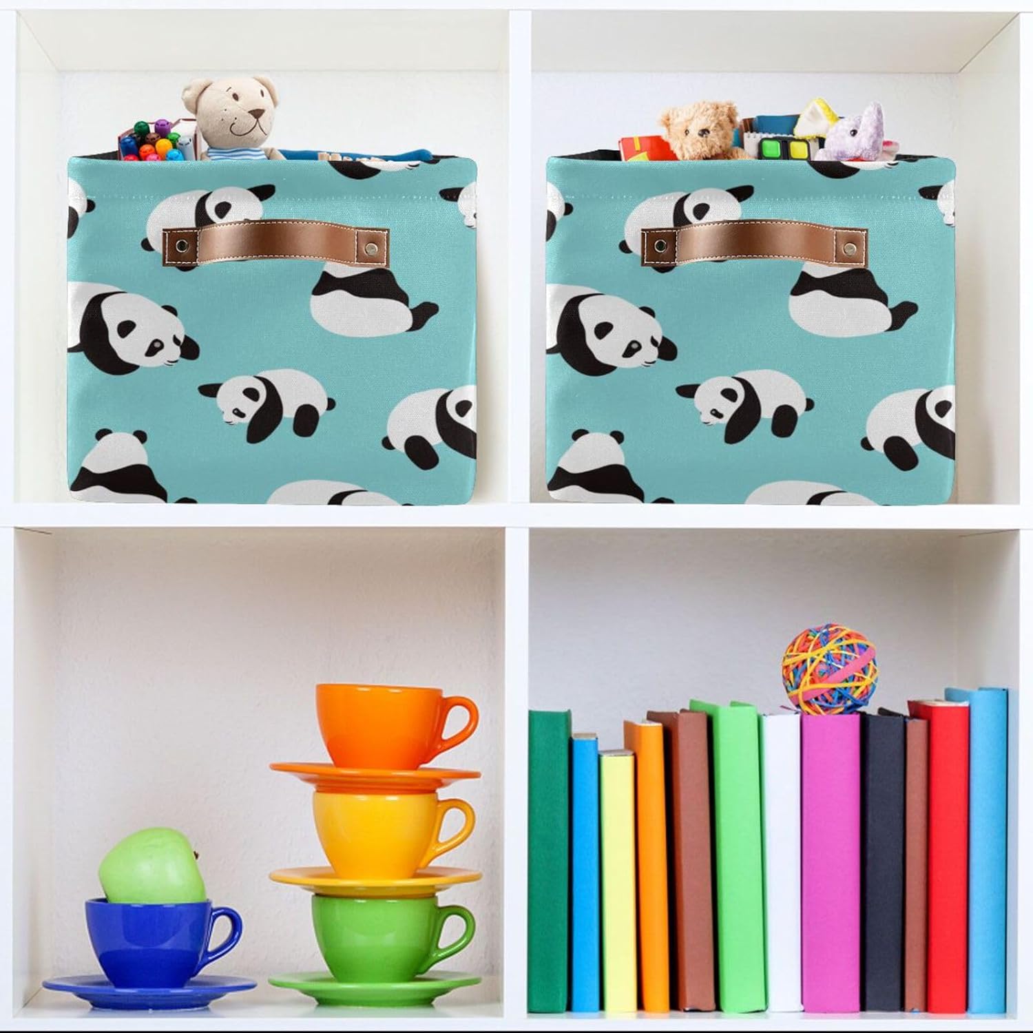 Cesta de almacenamiento plegable con diseño de pandas de dibujos animados, cubos de almacenamiento, caja de ropa, juguetes de tela, cestas de regalo
