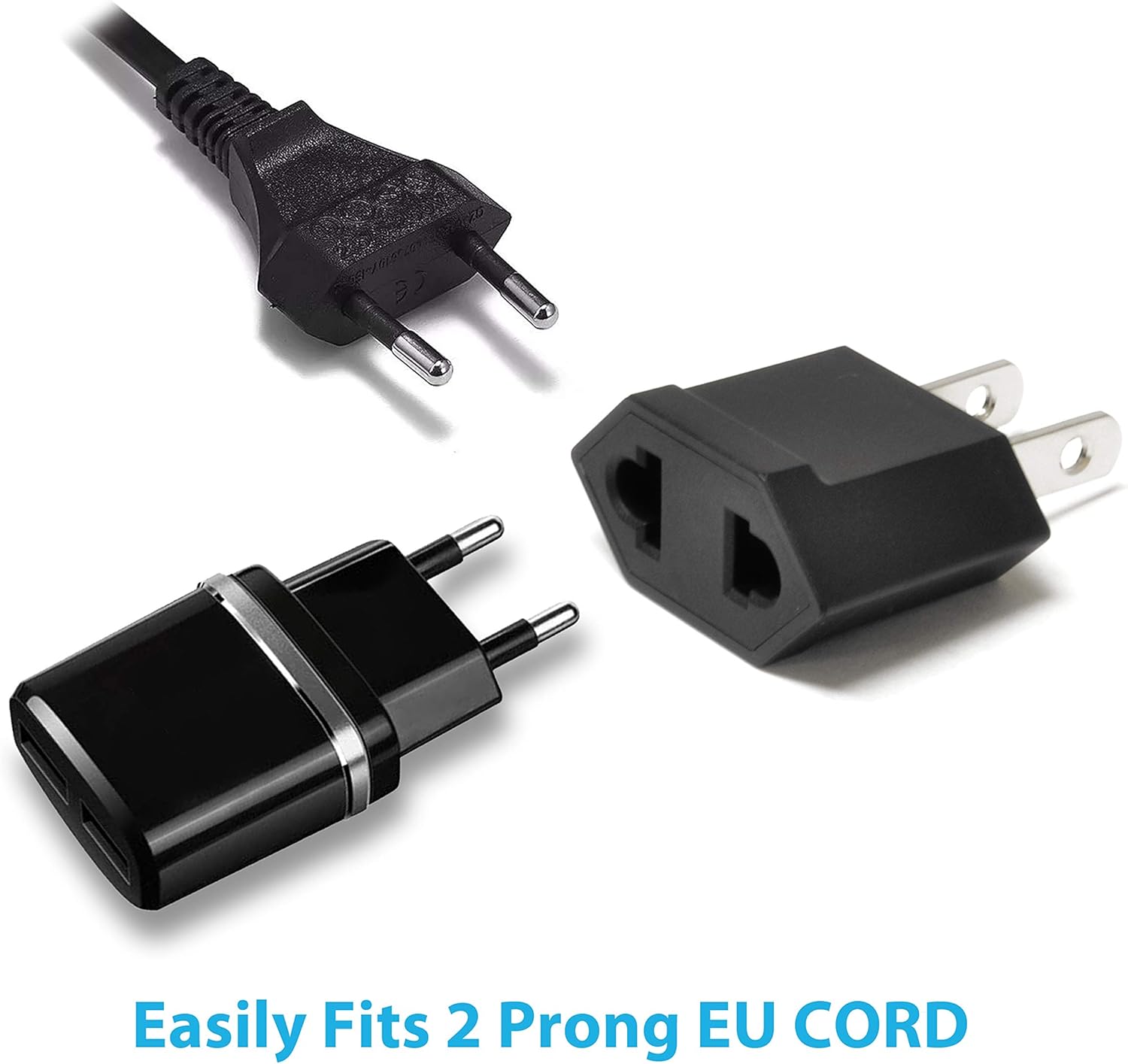 Ceptics Adaptador de enchufe europeo a estadounidense, Europa, Asia, China, Corea a Estados Unidos, adaptador de 2 pines tipo C a tipo A, Japón,