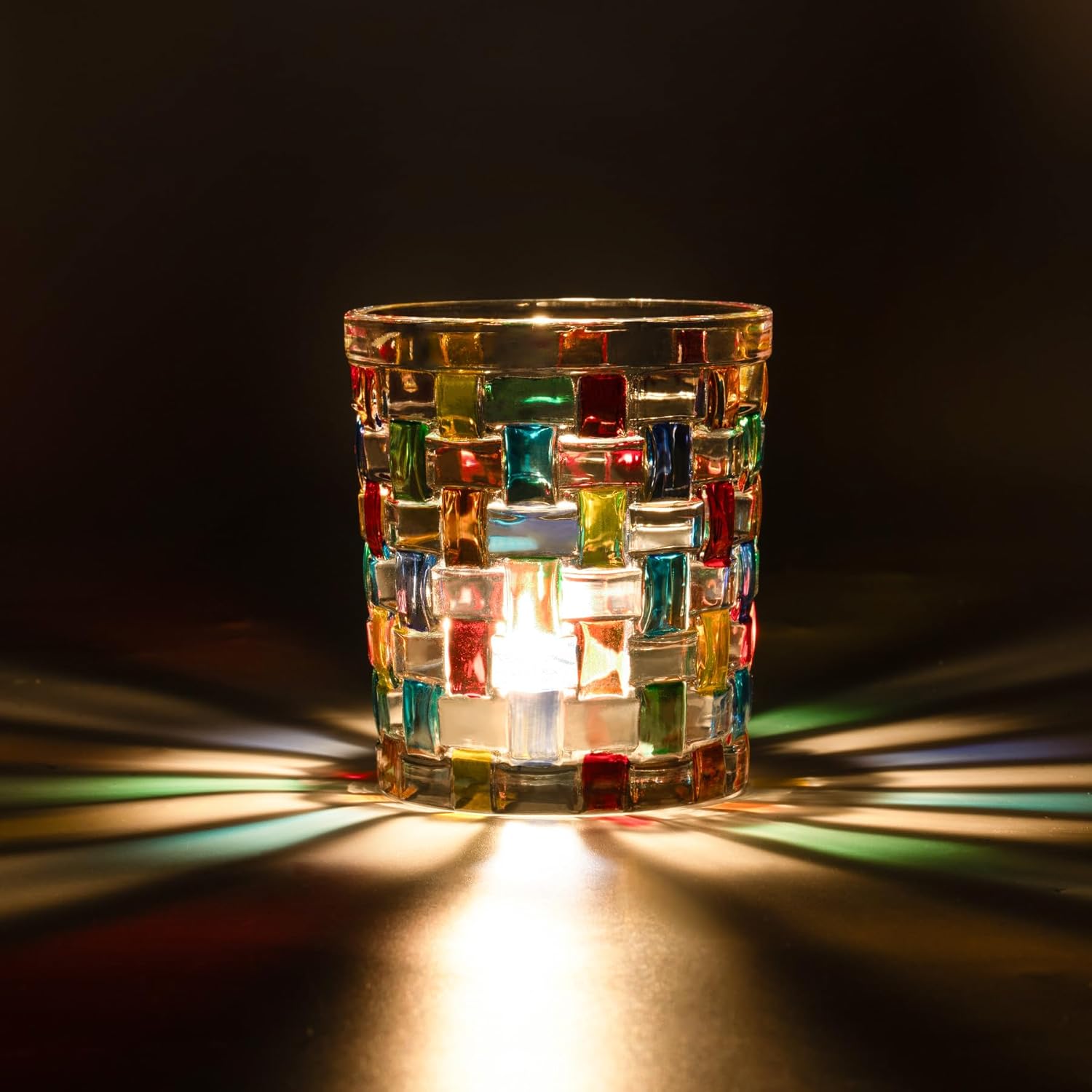 Toptime Portavelas Tealight, portavelas votivas de vidrieras con patrón tejido, romántico, mosaico, para centros de mesa, Navidad, fiesta de