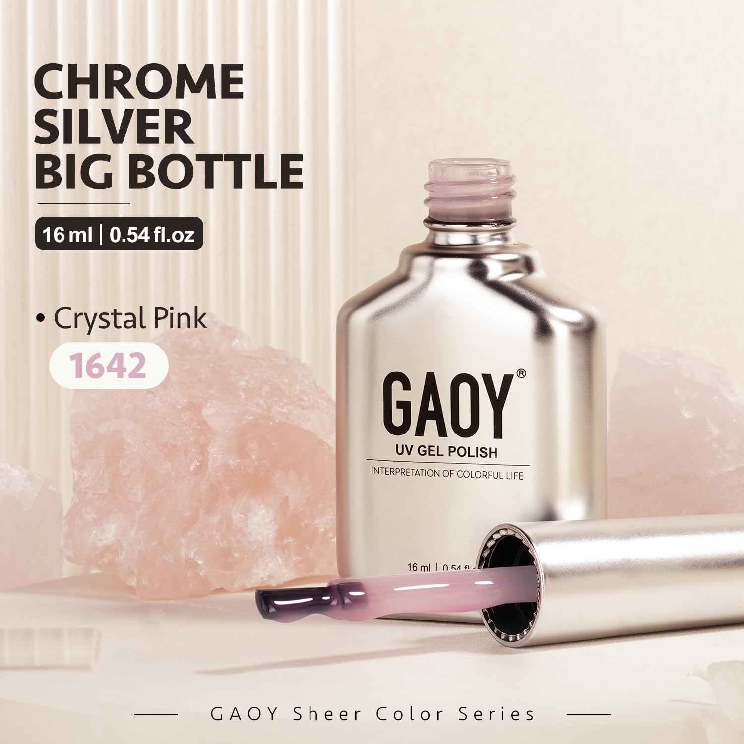 GAOY Jelly Nude – Esmalte de uñas en gel, 0.6 onzas líquidas, esmalte de gel translúcido de cristal rosa transparente, curado con luz UV para arte