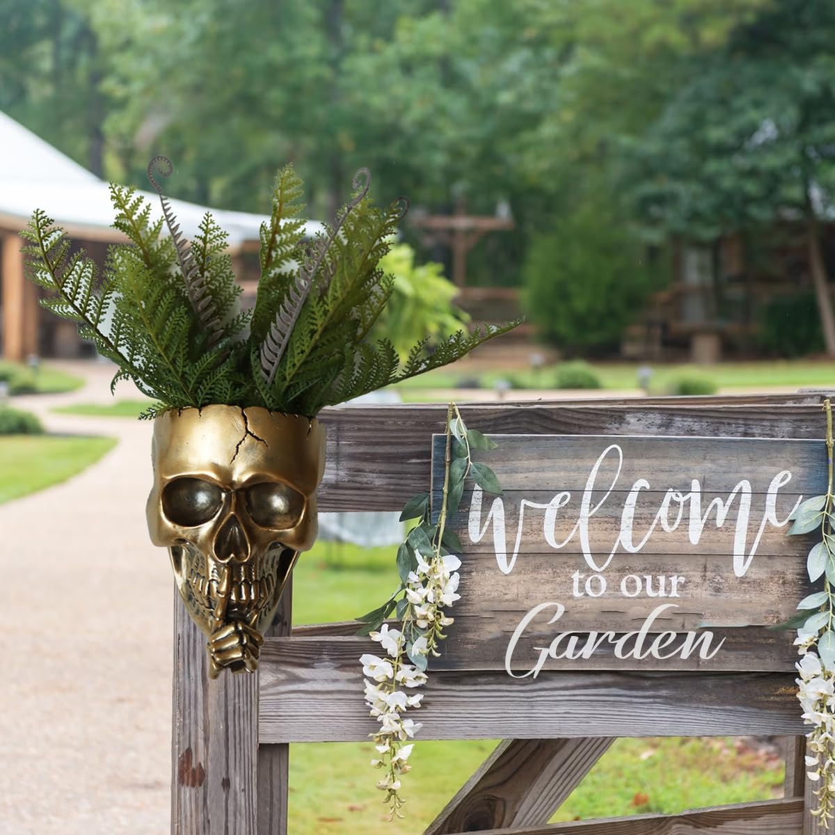 Maceta colgante de calavera para decoración del hogar, macetas de pared de calavera espeluznante para plantas de interior y exterior, jarrón gótico