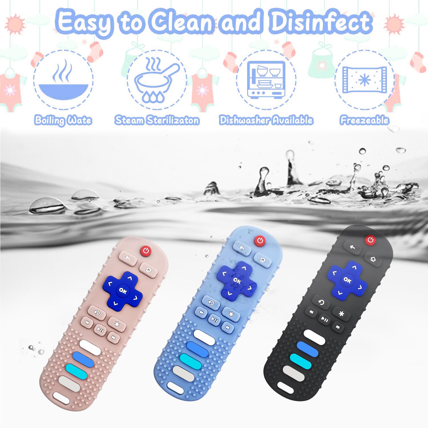 YAPROMO Reomte – Juguetes de dentición para bebés, juguetes mordedores de silicona para bebés de más de 18 meses, juguetes de dentición con forma de