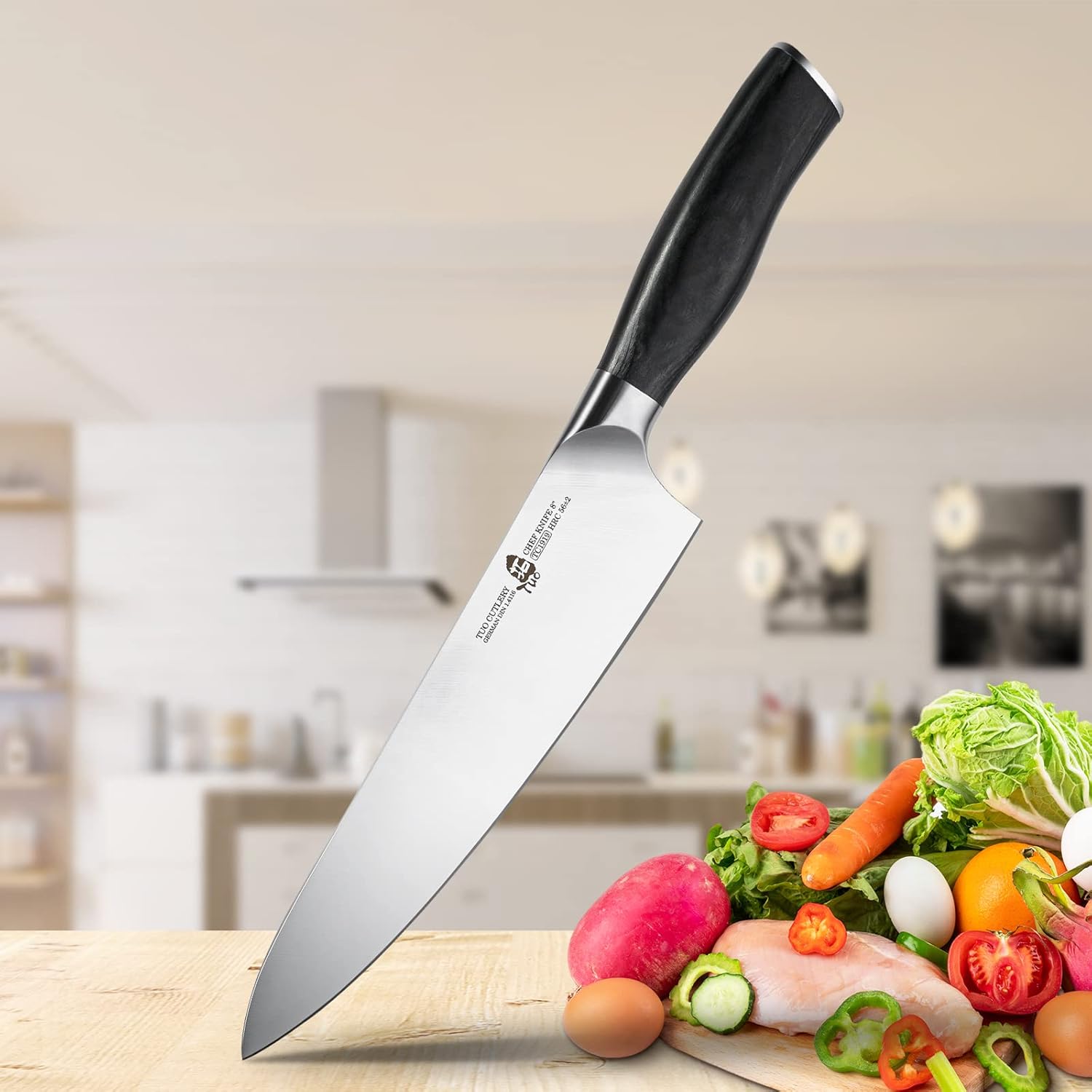 TUO Cuchillo de chef  Cuchillo de chef profesional de 8 pulgadas ultra afilado, acero inoxidable alemán de alto carbono de alta calidad, caja de