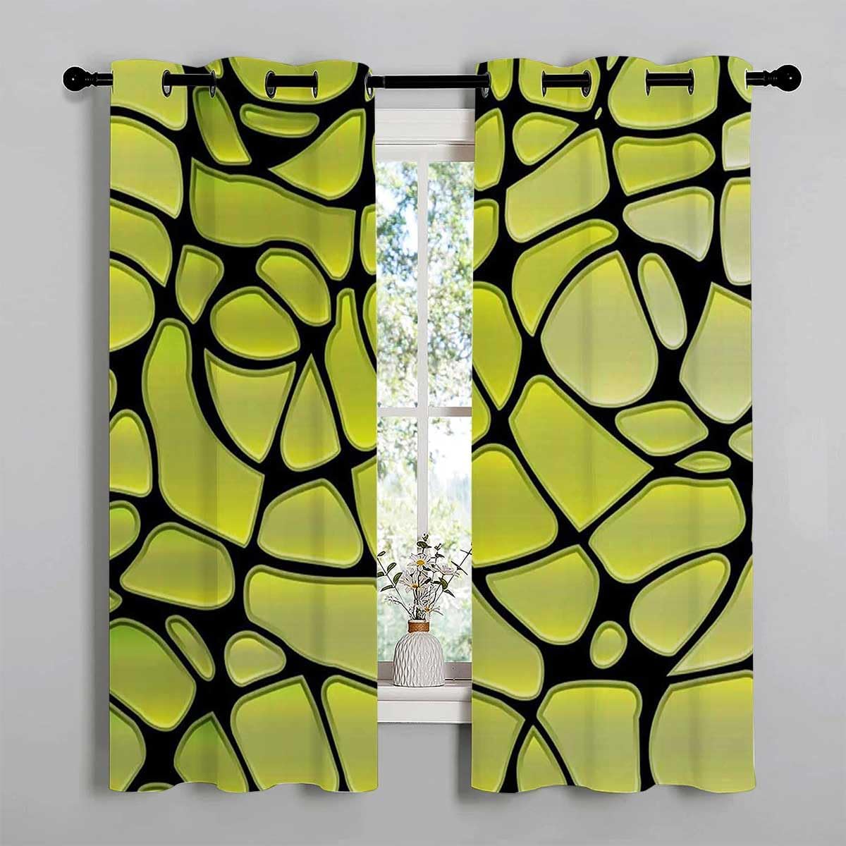 YANFENQI Cortina para Dividir Habitacion – Cortinas de arte de mosaico amarillo para armario, sin puerta, sábana opaca de 63 pulgadas de ancho por