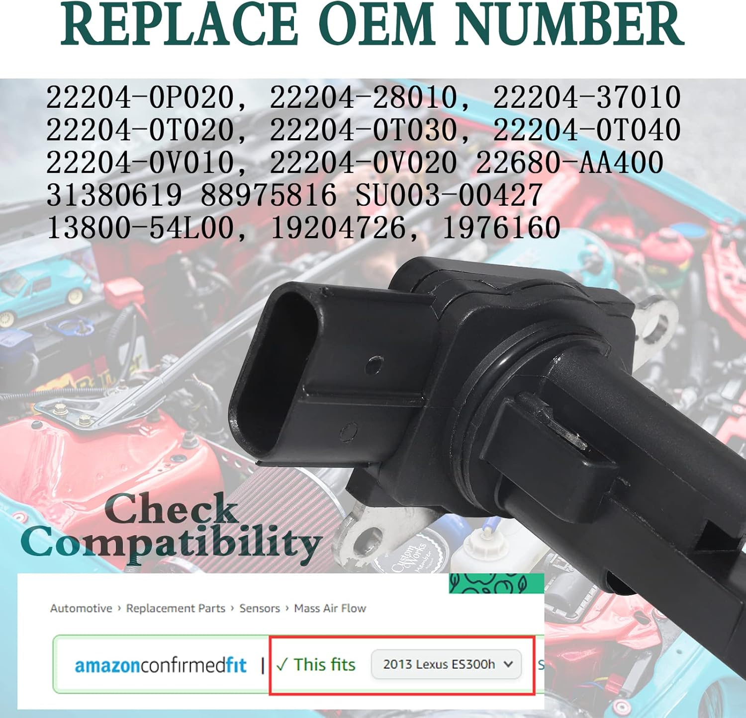 Sensor de flujo de masa de aire 22204-0T020 22204-0V010 compatible con Toyota Camry, Corolla, Sienna, 4Runner, Prius, Lexus RX450hHS250h, para Scion