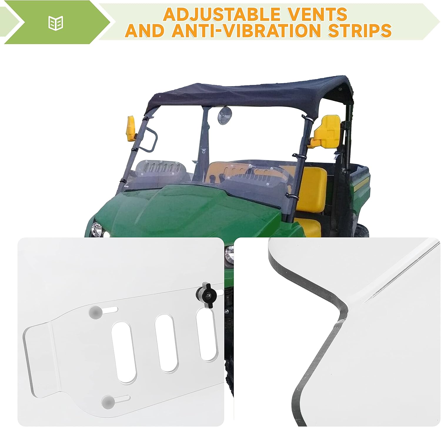 ECOTRIC Parabrisas completo compatible con John Deere Gator XUV 550 560 590i 1,935.7 ft RSX 850i 860i resistente transparente resistente a los