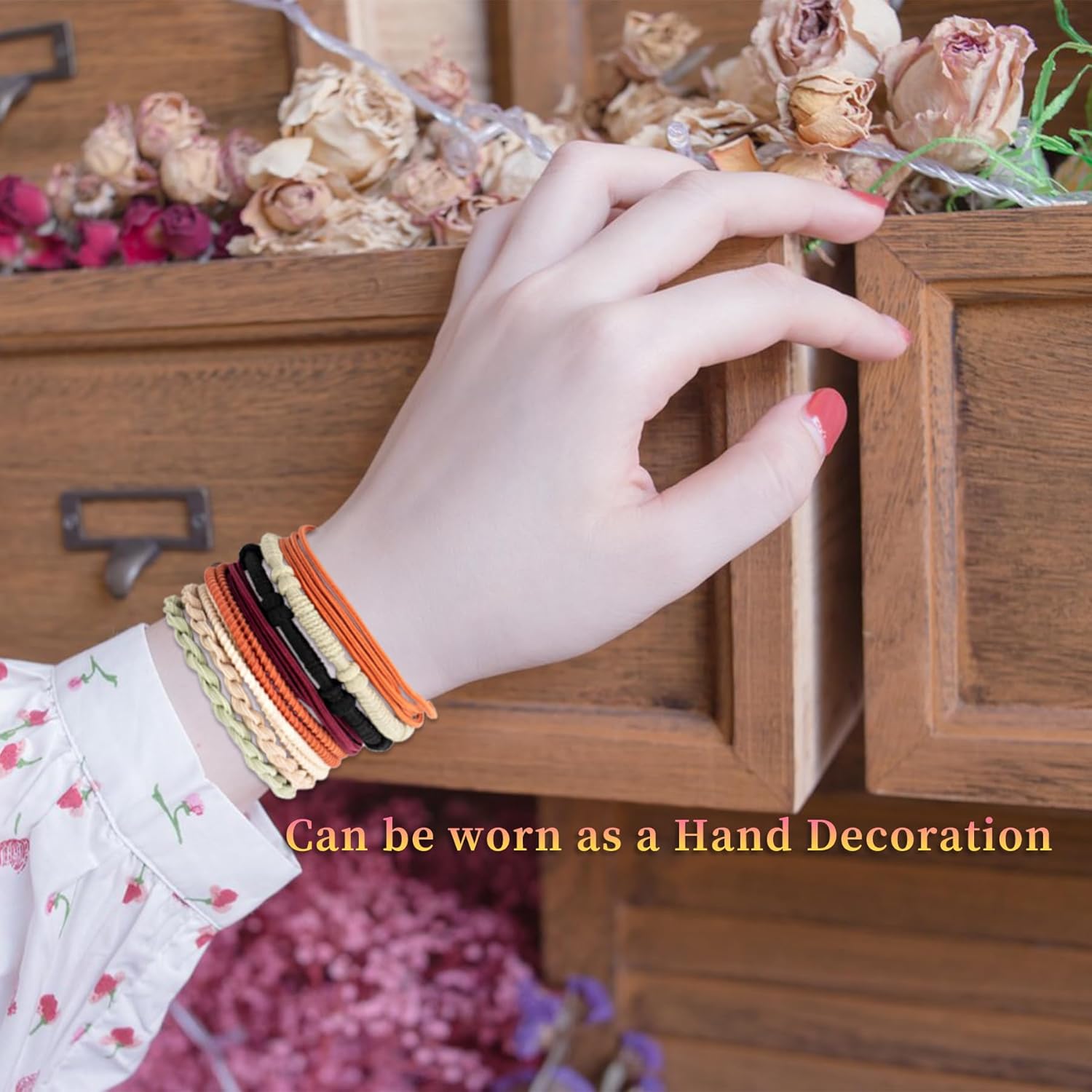 20 pulseras para el cabello, 5 estilos bohemios para mujer, bandas para el cabello para colas de caballo, buena pulsera elástica de doble uso y