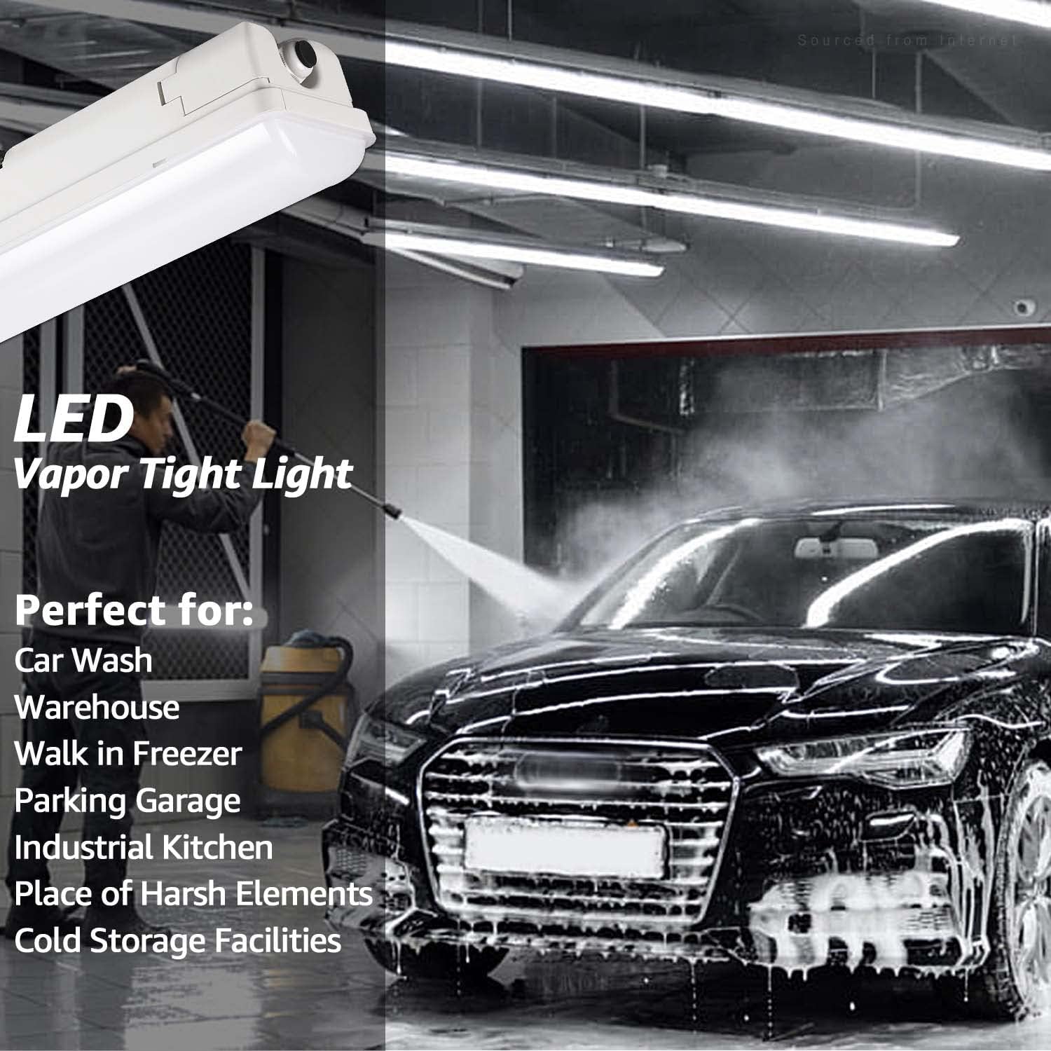 LEONLITE Lámpara LED hermética de vapor de 4 pies, 70 W 9000 lm, iluminación de tienda, 0-10 V regulable 5000 K, impermeable, a prueba de vapor,