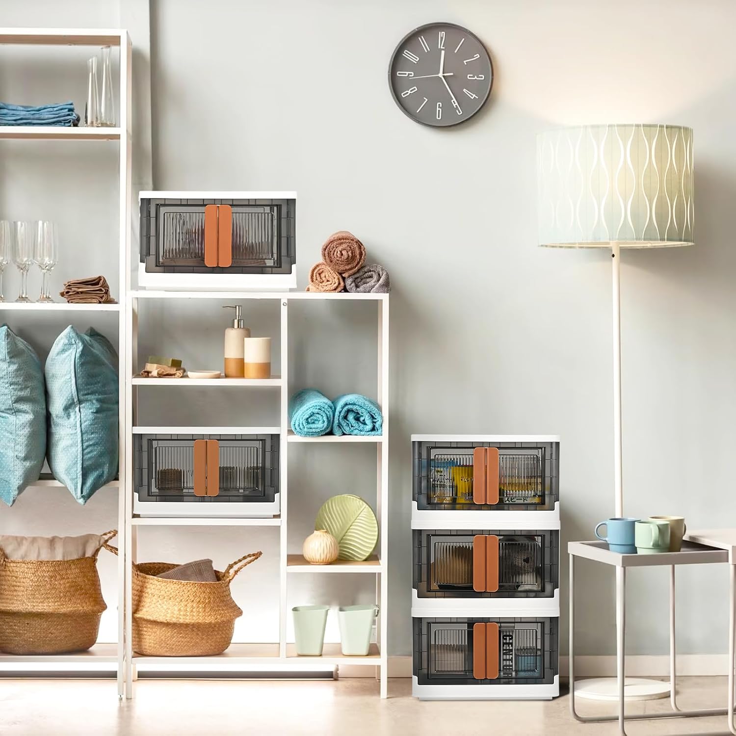 TRZZ Organizador de armario de 8.4 galones y almacenamiento, contenedor de almacenamiento plegable con tapa para dormitorio, organizador de