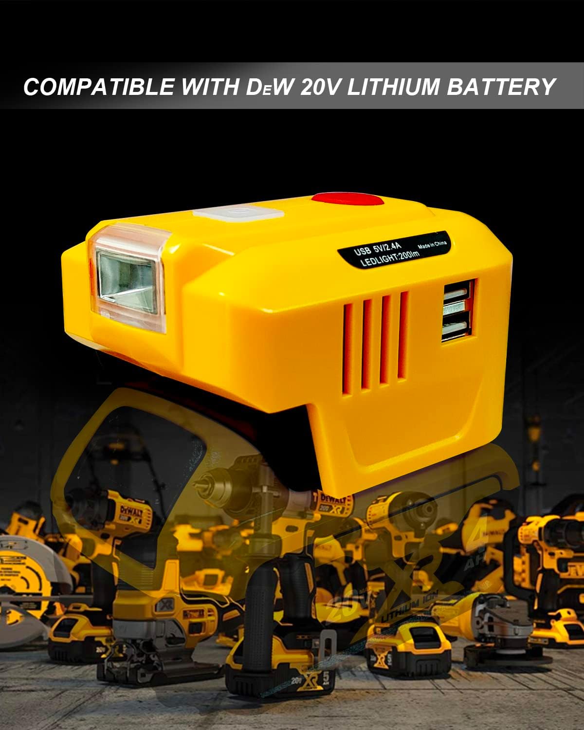 Generador inversor de corriente de 150 W apto para batería de iones de litio Dewalt de 18 V 20 V MAX XR, CC 20 V a CA 110 V-120 V estación de