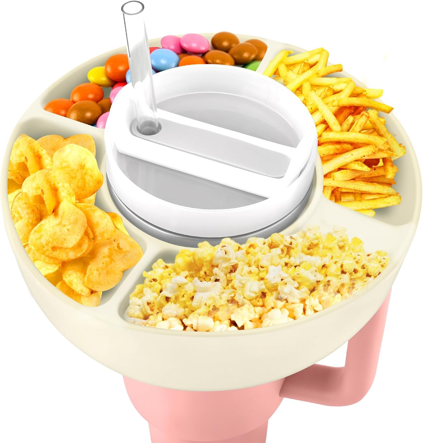 BABORUI Bandeja de aperitivos para vaso Stanley de 30 onzas con asa, vaso compatible con Stanley Cup de 30 onzas, anillo reutilizable para