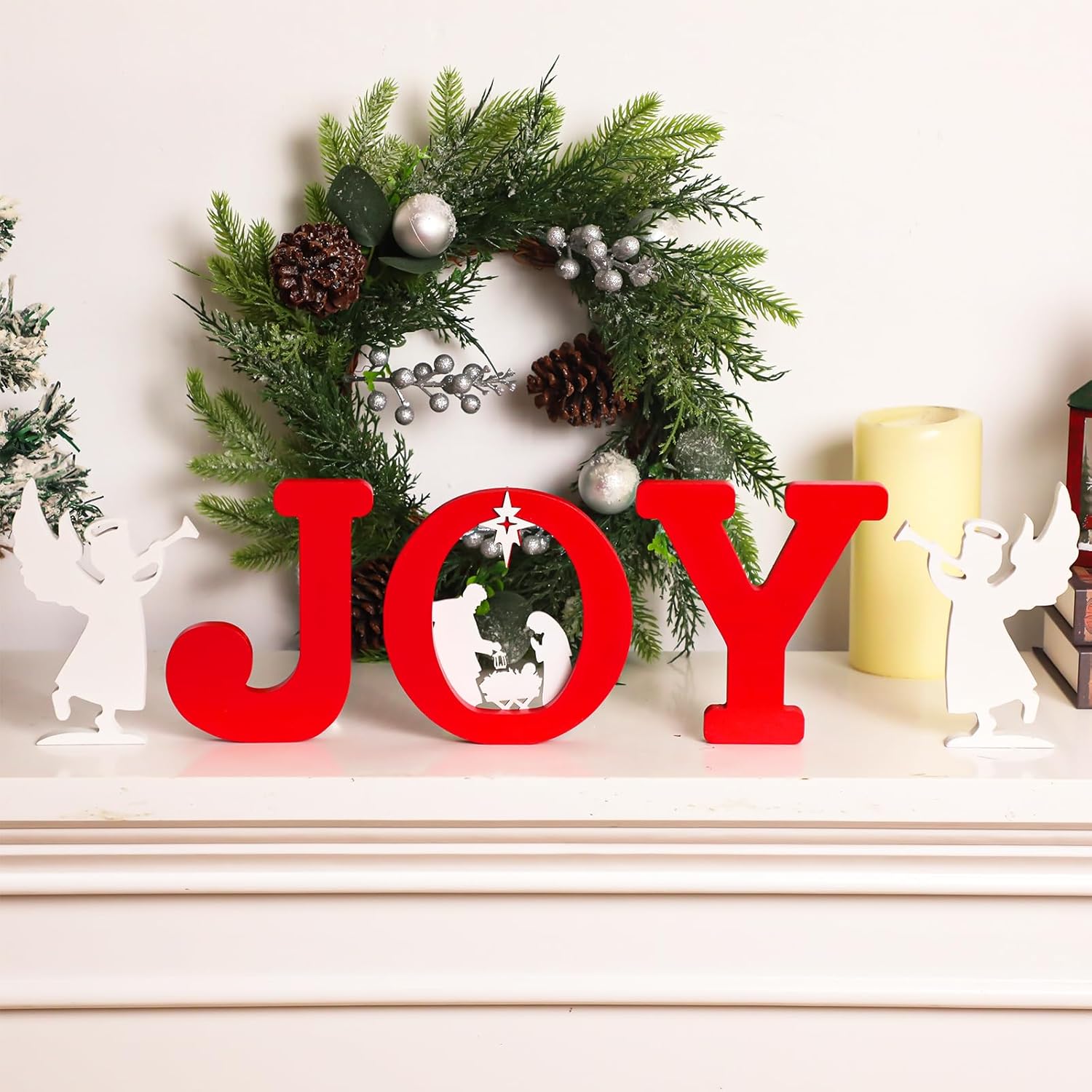 Belén de Navidad, bloque de madera, juegos de pesebre, mesa de madera rústica, centro de mesa, escena de pesebre, letrero de escritorio, vacaciones,