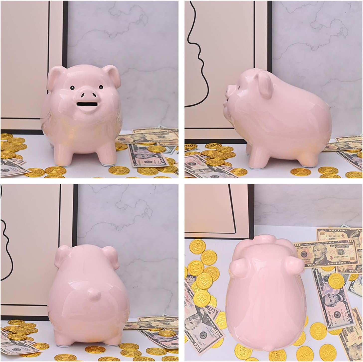 Alcancía de 8 pulgadas para adultos debe romperse para abrir, cerámica, alcancía para niñas, caja de dinero para regalo en efectivo, banco de