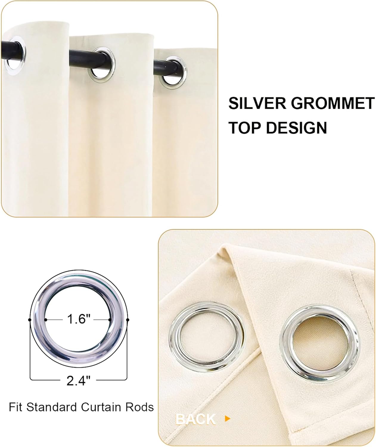 Cortinas de terciopelo blanco marfil súper suave de 84 pulgadas con ojales, cortinas de terciopelo color crema súper gruesas con aislamiento