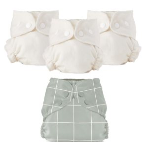 Esembly Juego de pañales de tela, 3 interiores orgánicos absorbentes y 1 funda de pañales reciclada impermeable, pañales lavables reutilizables con Esembly Juego de pañales de tela, 3 interiores orgánicos absorbentes y 1 funda de pañales reciclada impermeable, pañales lavables reutilizables con