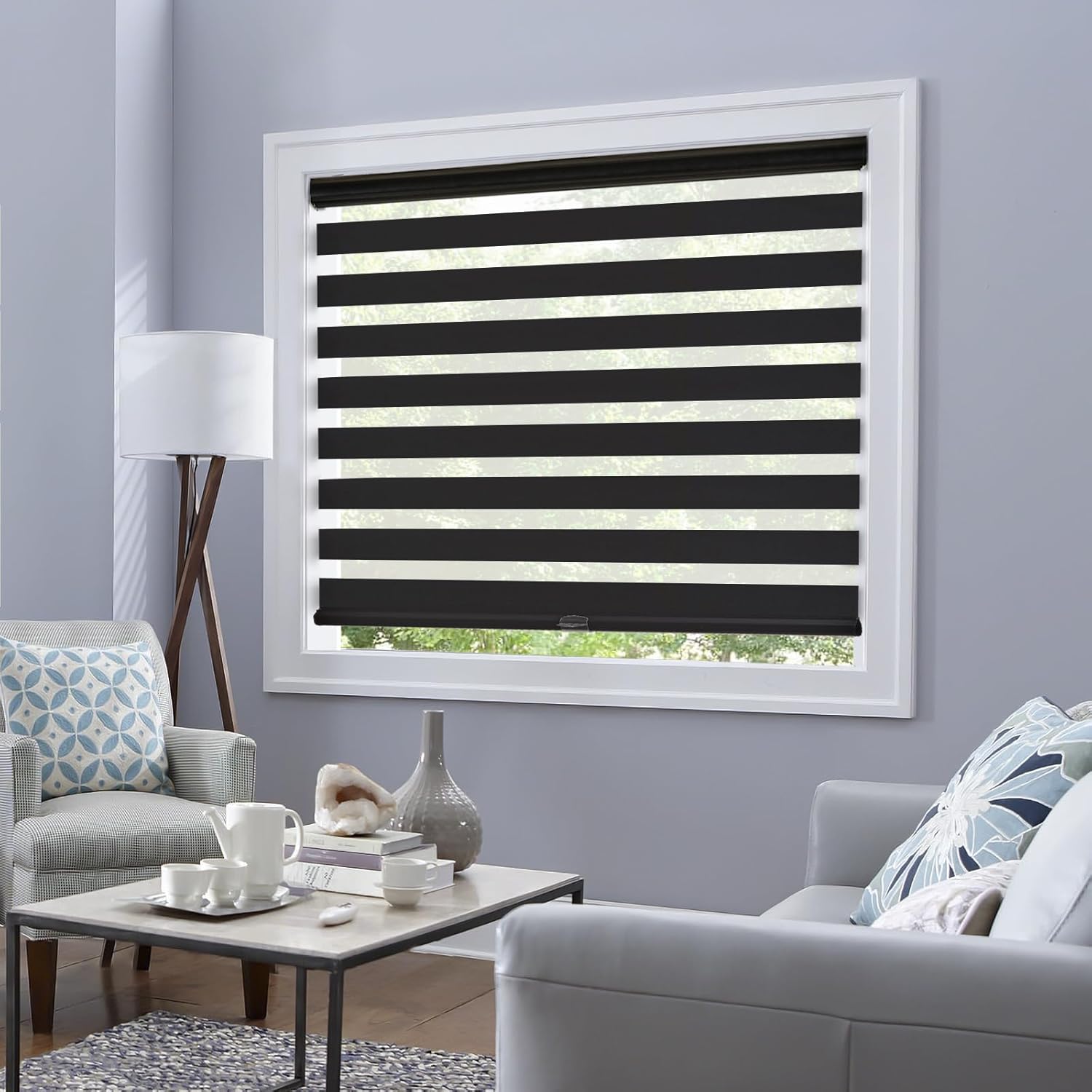 Persianas de ventana de cebra personalizadas, sin cordón, para oscurecer la habitación, persianas enrollables con protección UV, control de luz para