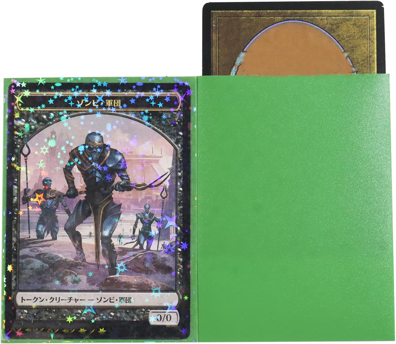 100 fundas holográficas para tarjetas coleccionables MTG Sports Foil Card Protective Sleeve 2.5 x 3.5 pulgadas (verde)