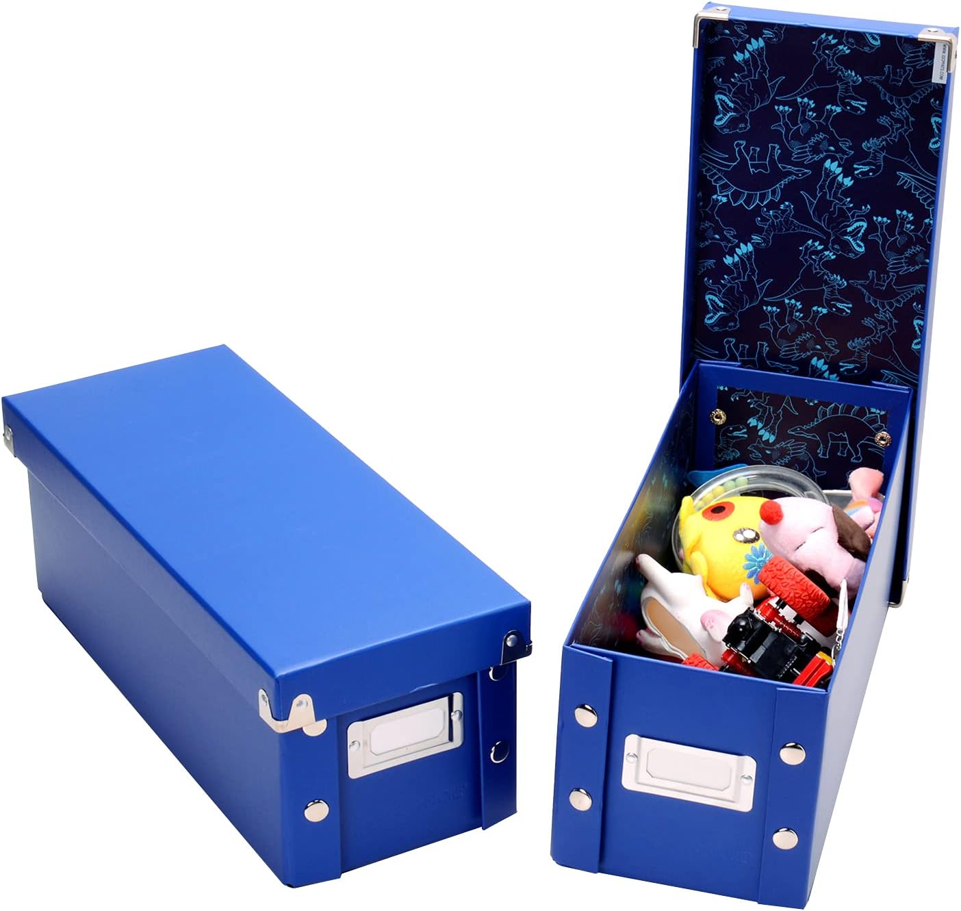 Snap-N-Store Caja de almacenamiento  Paquete de 2 cajas de almacenamiento medianas plegables de 13.25 x 5.13 x 5.13 pulgadas con tapas para