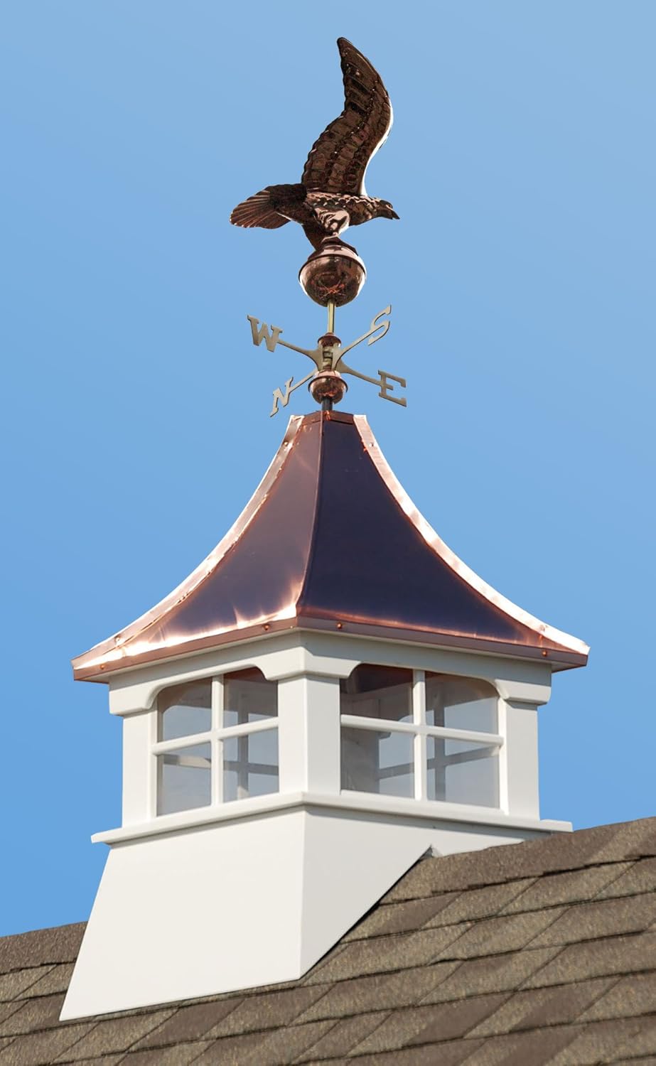 Charleston Cupola con veleta Eagle, 24 pulgadas. Cuadrado, 63 pulgadas de alto