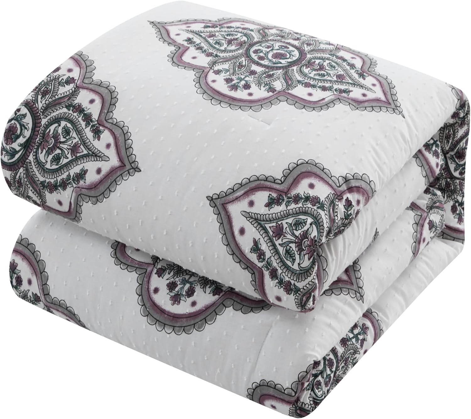 Chic Home Pacey – Juego de edredón de algodón jacquard de 5 piezas, ropa de cama bordada con medallón, fundas de almohada decorativas incluidas,