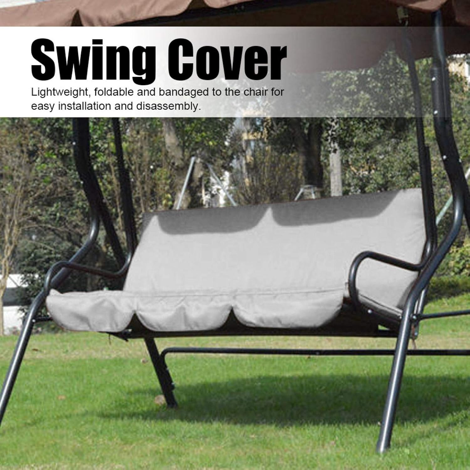 Cojín de repuesto para silla de 3 asientos, impermeable, de repuesto, para columpio, funda para columpio, para patio, jardín, patio (gris)
