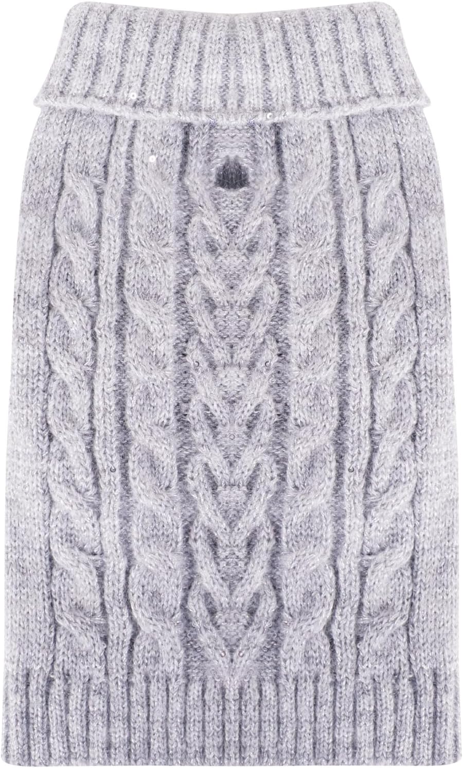 Frienperro Suéter para perro para perros pequeños, suéter de punto trenzado con lentejuelas, suéter cálido de invierno de cuello alto, traje de
