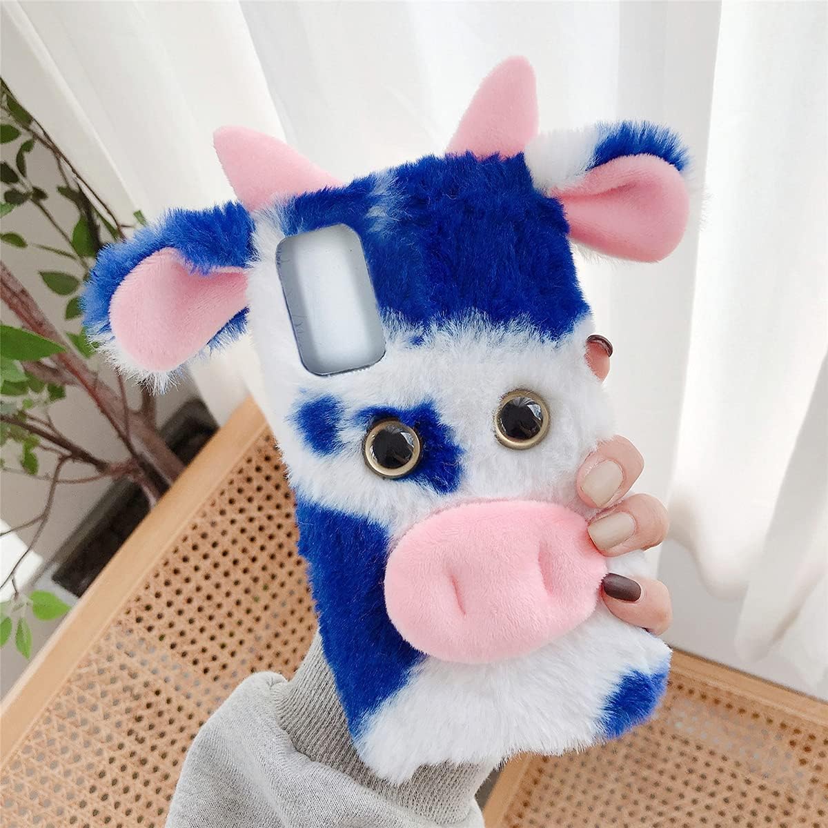 Linda funda de felpa de piel esponjosa de vaca lechera para Moto G Stylus 2021 funda protectora de animales peludos en 3D, funda protectora de pelo