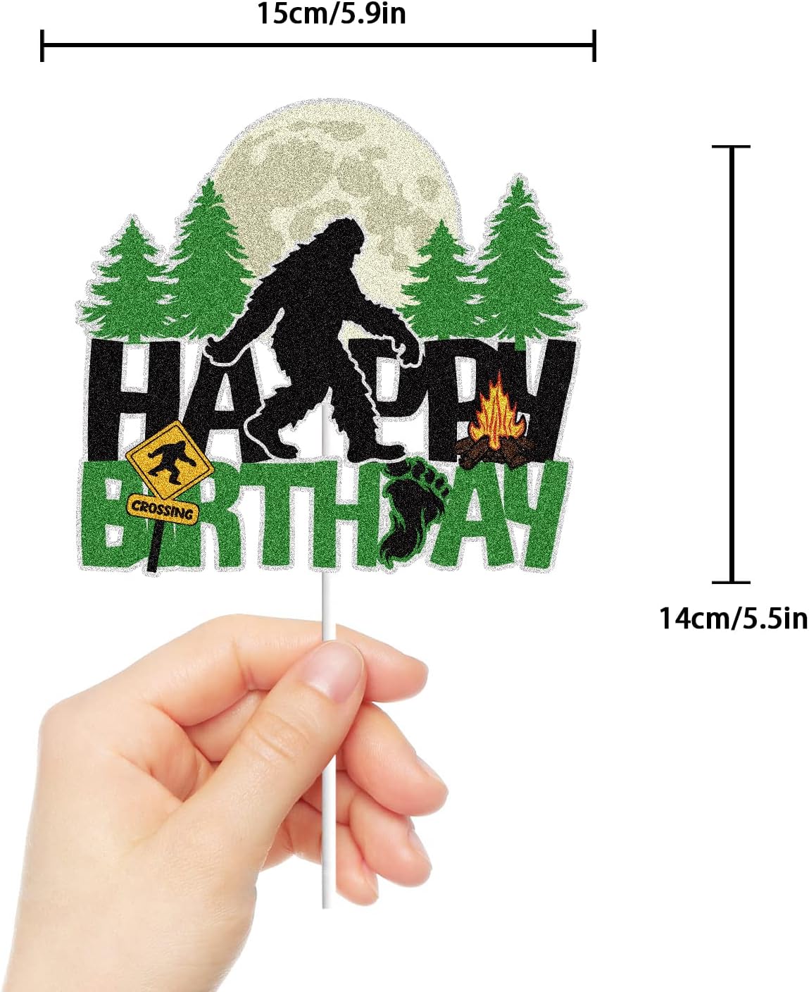 Bigfoot – Decoración para pastel de cumpleaños con temática de Pie grande, decoración de tartas de bosque de selva y selva, suministros de