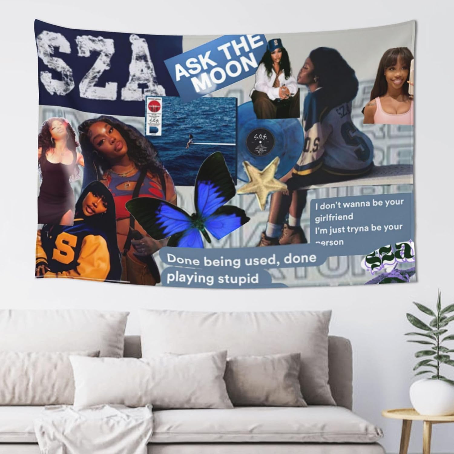 SZAS – Tapiz de cantante estadounidense, tapiz para colgar en la pared, álbum de pared, póster de fotos cómodo, póster para el hogar, decoración del