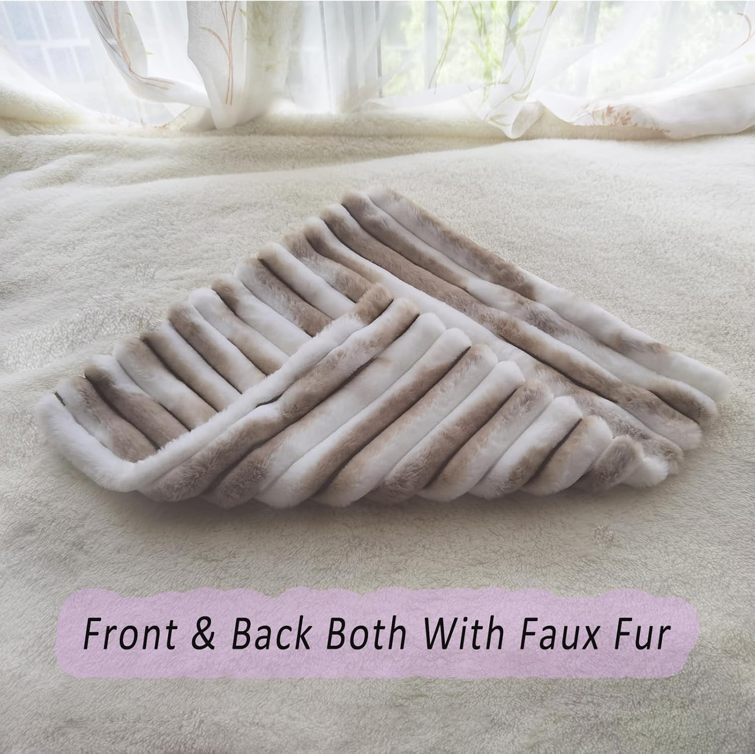 Fundas de almohada de 18 x 18 pulgadas, fundas de almohada esponjosas a rayas, juego de 2 piezas, color blanco con caqui, 18 x 18 pulgadas
