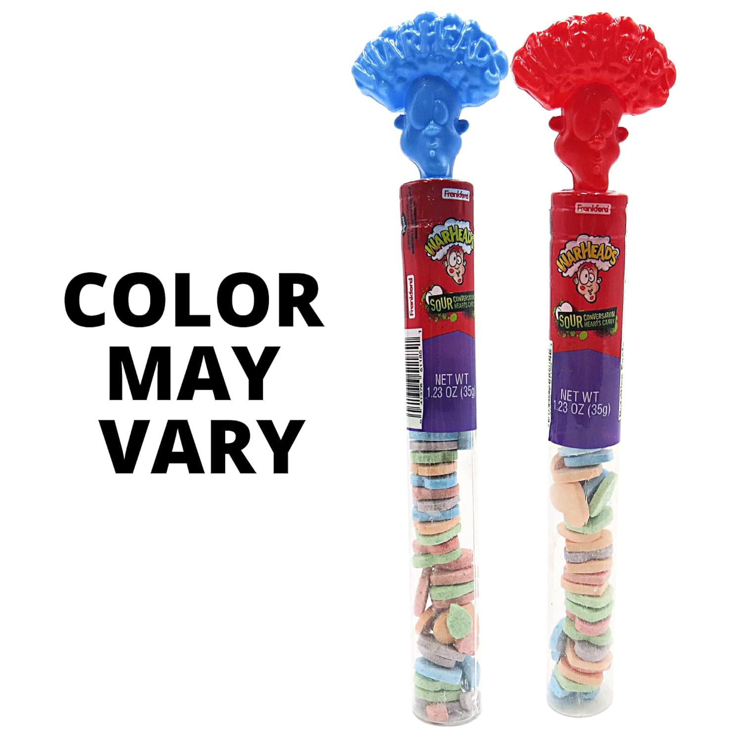 Warheads Sour Hard Candy Tubes, surtido de dulces con sabor a fruta en forma de corazón, rellenos de bolsas de golosinas para niños o niñas, paquete