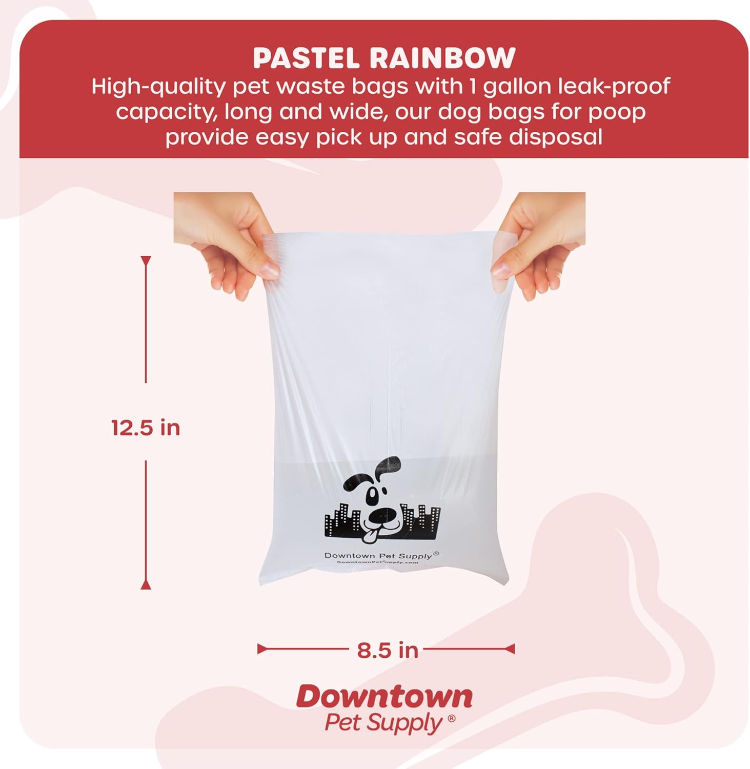 Downtown Pet Supply 1000 bolsas de basura perfumadas de lavanda para perros con dispensador de bolsas de excremento de perro, a prueba de fugas,