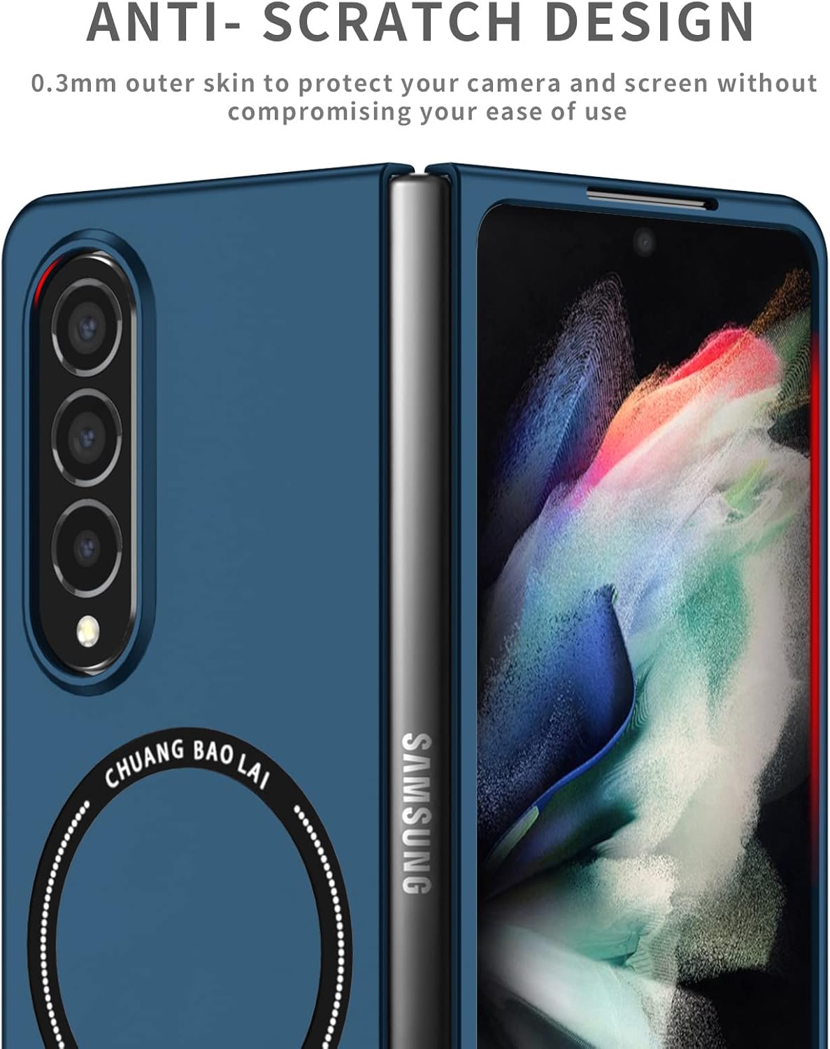 Ephoou Funda de teléfono para Samsung Galaxy Z Fold4 compatible con MagSafe, protección de doble capa de grado militar, a prueba de golpes con funda