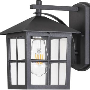 Lámpara de pared para exteriores con pantalla, impermeable, de aluminio negro mate, para patio, pasillo, pasillo, puerta, porche, patio Lámpara de pared para exteriores con pantalla, impermeable, de aluminio negro mate, para patio, pasillo, pasillo, puerta, porche, patio