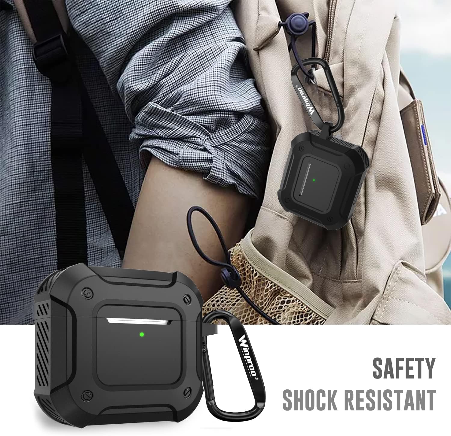 Armor – Funda para Airpods de 3 generación con llavero, de silicona resistente a prueba de golpes, funda protectora para Airpods de 3 generación LED