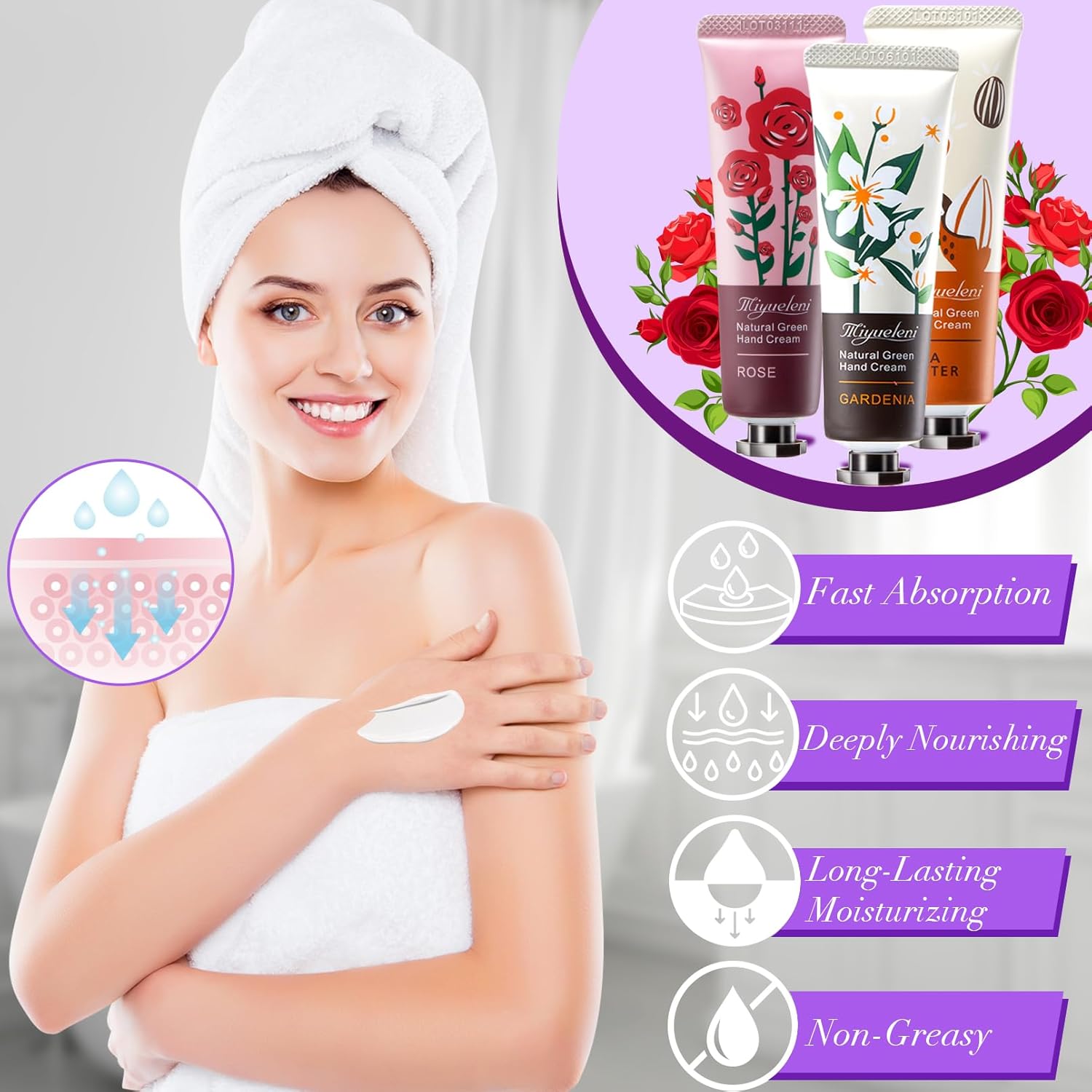 Paquete de 30 cremas de manos de regalo, loción natural de manos con fragancia vegetal para manos secas y agrietadas, crema hidratante para el