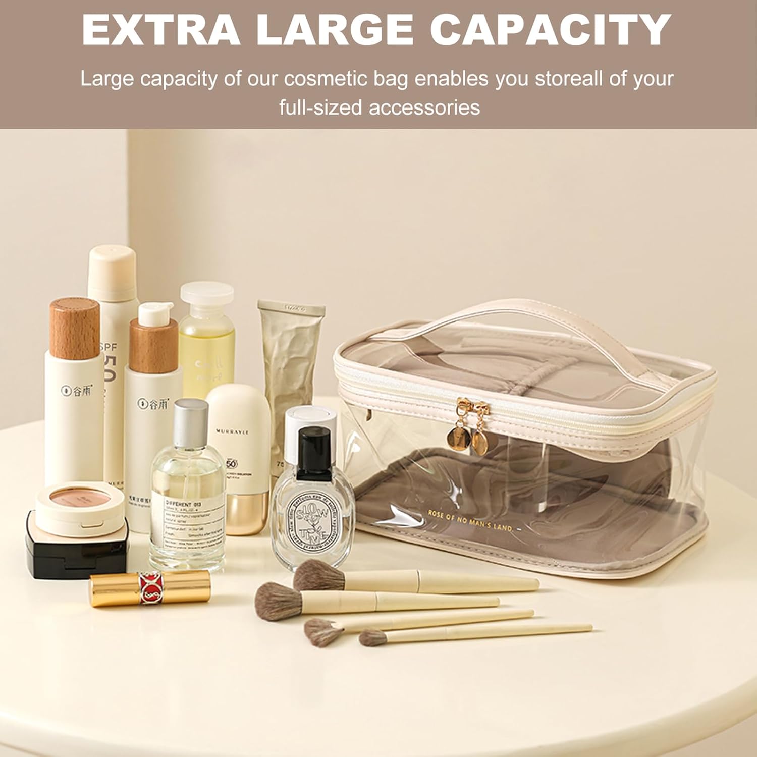 Bolsa de viaje para cosméticos, bolsa de cosméticos de doble capa, bolsa de maquillaje grande, bolsa de maquillaje de viaje, bolsa organizadora de