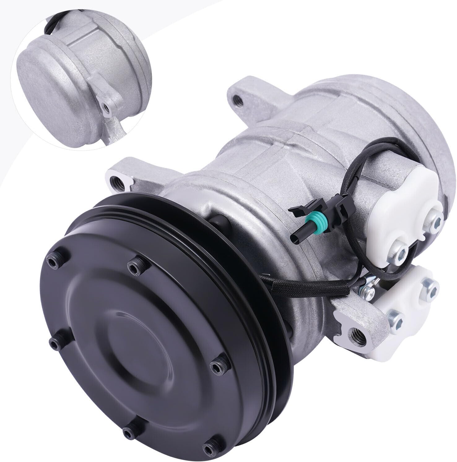 Compresor de CA TBVECHI AC Compresor apto para John Deere Tractor Loader NEW 6E171 Compresor de aire acondicionado RE10972, RE12513, RE12514