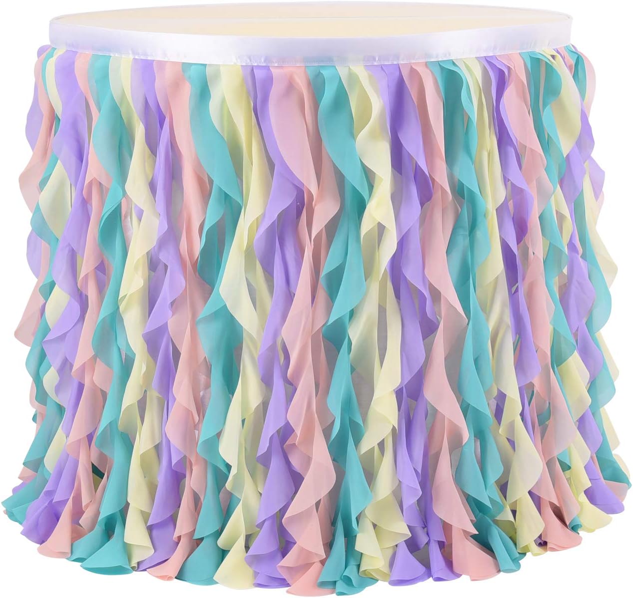 Mantel de unicornio rizado de sauce arcoíris para mesa rectangular de fiesta, falda de mesa de tul tutú para fiesta de cumpleaños, revelación de