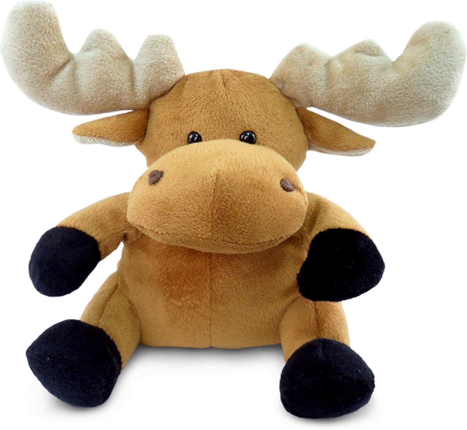 DolliBu – Peluche de alce de peluche, alce sentado suave, abrazable, adorable juguete de peluche de alce marrón, lindo regalo de vida salvaje para