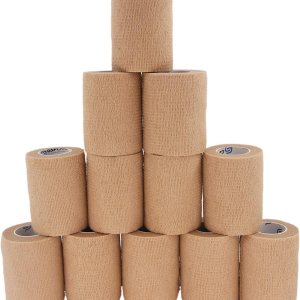 Vendajes cohesivos autoadhesivos, 12 unidades de 3 pulgadas x 5 yardas, cinta médica, rollos no tejidos adhesivos flexibles y transpirables de Vendajes cohesivos autoadhesivos, 12 unidades de 3 pulgadas x 5 yardas, cinta médica, rollos no tejidos adhesivos flexibles y transpirables de